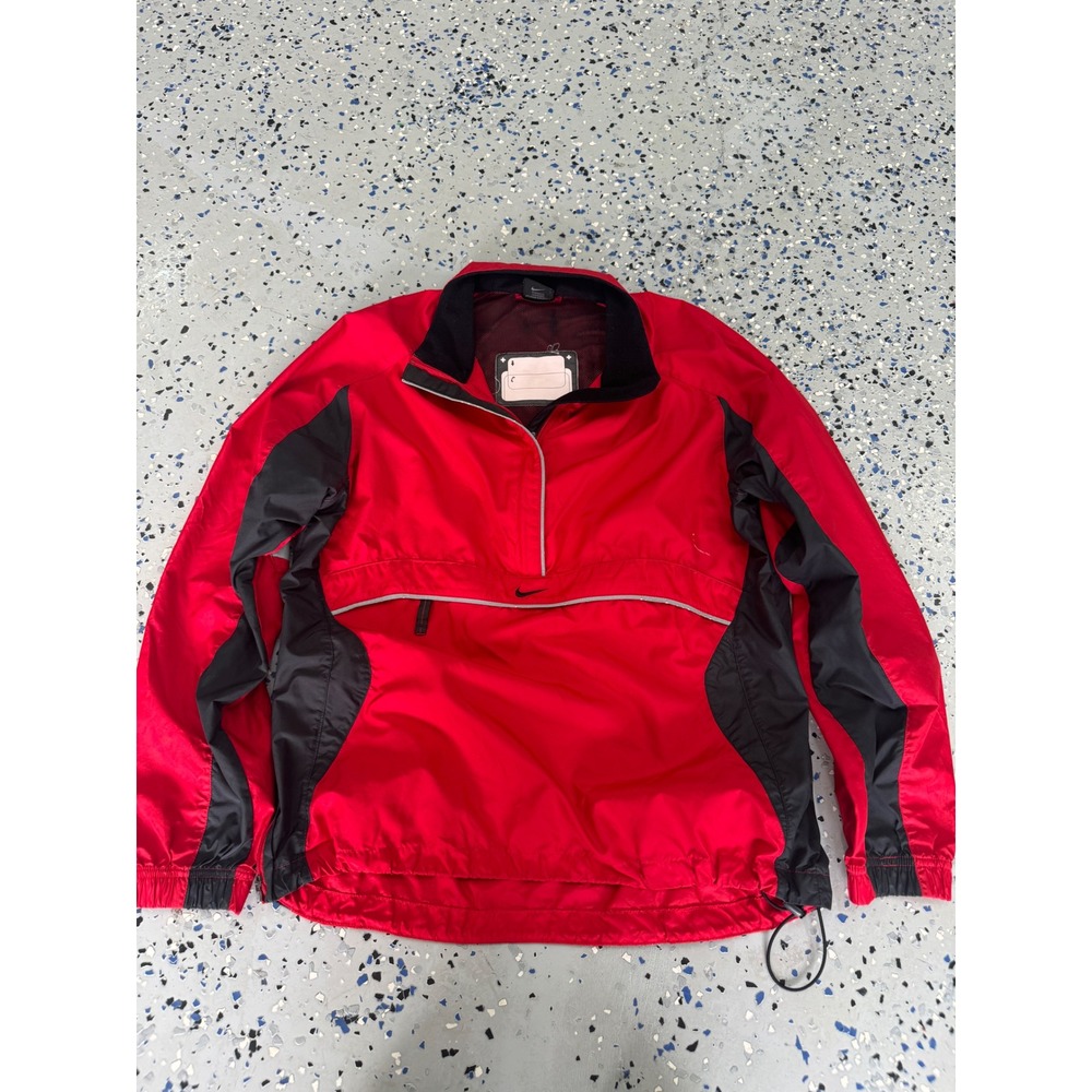 Nike Kids Pullover Windbreaker Jacket Red Black‎ Colorblock Youth M VTG middle